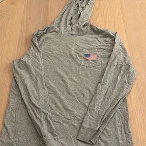 Grey long sleeve shirt with hood